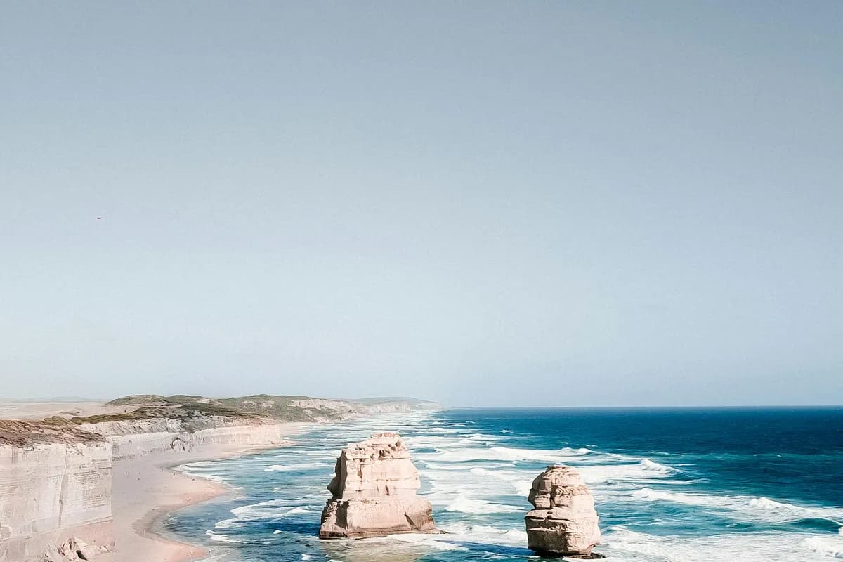 Aerial view of the Twelve Apostles along the Great Ocean Road in Victoria Australia