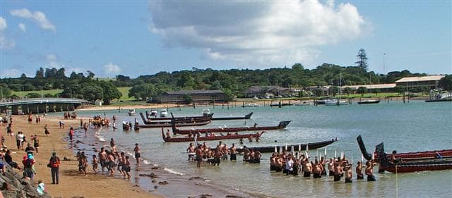 Waitangi Treaty Grounds (Te Whare Runanga) — monument in Bay of Islands, northland, New Zealand