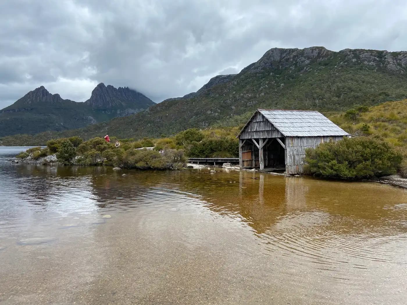 Dove Lake Boat Shed with Cradle Mountain behind
